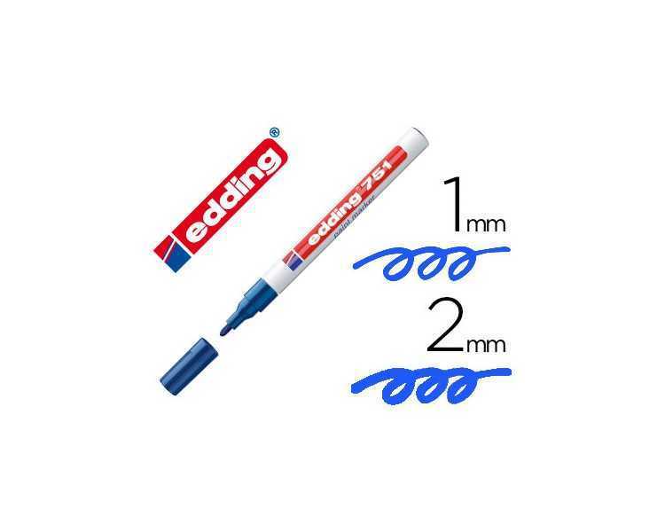 Rotulador edding punta fibra 751 azul punta redonda 1-2 mm