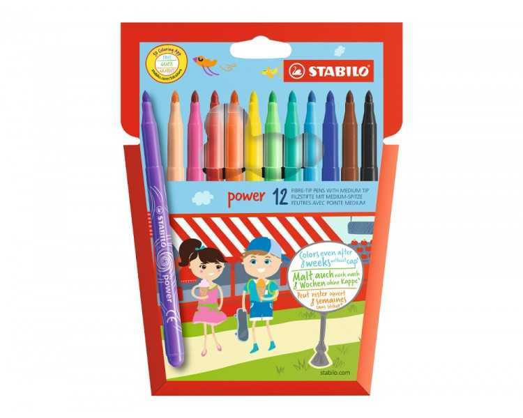 Rotulador stabilo power caja de 12 unidades colores surtidos