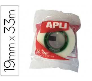Cinta adhesiva apli 33 mt x 19 mm invisible encelofanada individualmente
