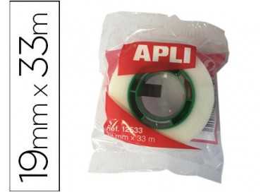 Cinta adhesiva apli 33 mt x 19 mm invisible encelofanada individualmente