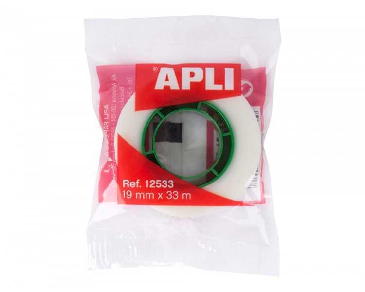 Cinta adhesiva apli 33 mt x 19 mm invisible encelofanada individualmente