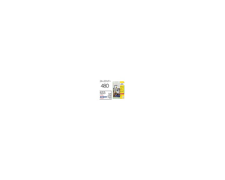 Etiqueta adhesiva resistente avery poliester blanco 3,9 mm 63,5x33,9 mm laser pack de 480unidades