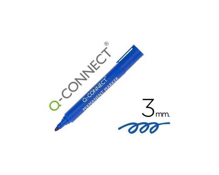 Rotulador q-connect marcador permanente azul punta redonda 3 mm