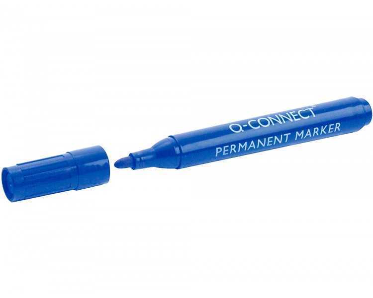 Rotulador q-connect marcador permanente azul punta redonda 3 mm