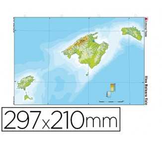 Mapa mudo color din a4 islas baleares fisico