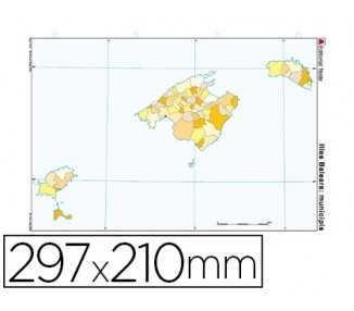 Mapa mudo color din a4 islas baleares politico
