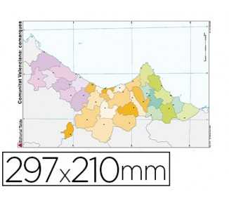Mapa mudo color din a4 comunidad valenciana politico