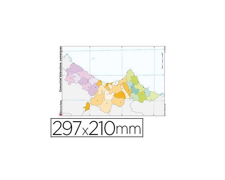 Mapa mudo color din a4 comunidad valenciana politico