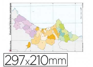 Mapa mudo color din a4 comunidad valenciana politico