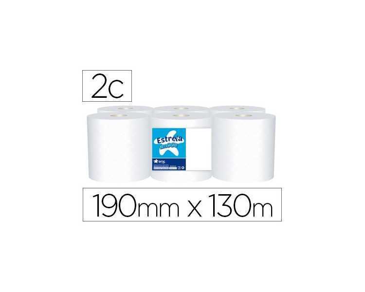 Papel secamanos amoos 2 capas 190 mm x 130 mt paquete de 6 rollos