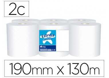 Papel secamanos amoos 2 capas 190 mm x 130 mt paquete de 6 rollos