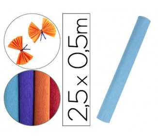 Papel crespon liderpapel rollo de 50 cm x 2,5 m 85g/m2 celeste