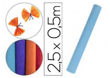 Papel crespon liderpapel rollo de 50 cm x 2,5 m 85g/m2 celeste