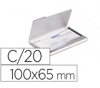 Tarjetero durable aluminio capacidad 20 tarjetas de visitas 55x90 mm color plata 100x65 mm
