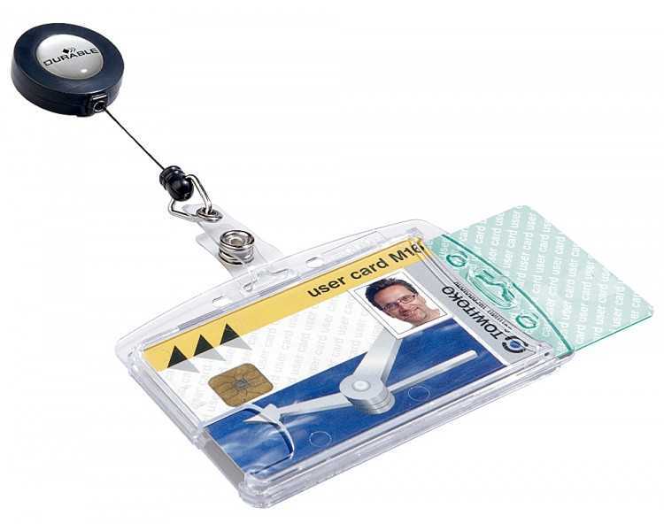 Identificador con cordon extensible durable doble uso vertical/horizontal 54x85 mm