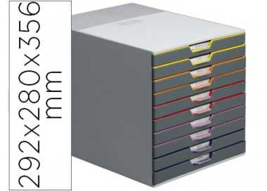 Fichero cajones de sobremesa durable varicolor apilables 10 cajones plastico 292x280x356 mm