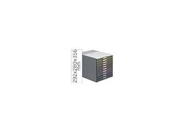 Fichero cajones de sobremesa durable varicolor apilables 10 cajones plastico 292x280x356 mm