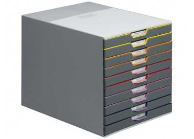 Fichero cajones de sobremesa durable varicolor apilables 10 cajones plastico 292x280x356 mm