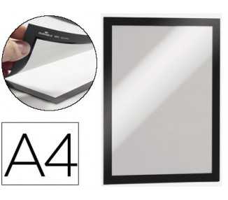 Marco porta anuncios durable magnetico din a4 dorso adhesivo removible color negro pack de 2 unidades