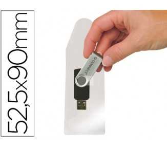 Funda autoadhesiva q-connect para memorias usb capacidad para 10 unidades 52,5x 90 mm