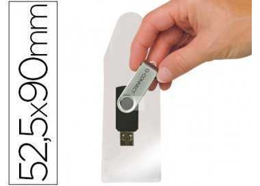 Funda autoadhesiva q-connect para memorias usb capacidad para 10 unidades 52,5x 90 mm