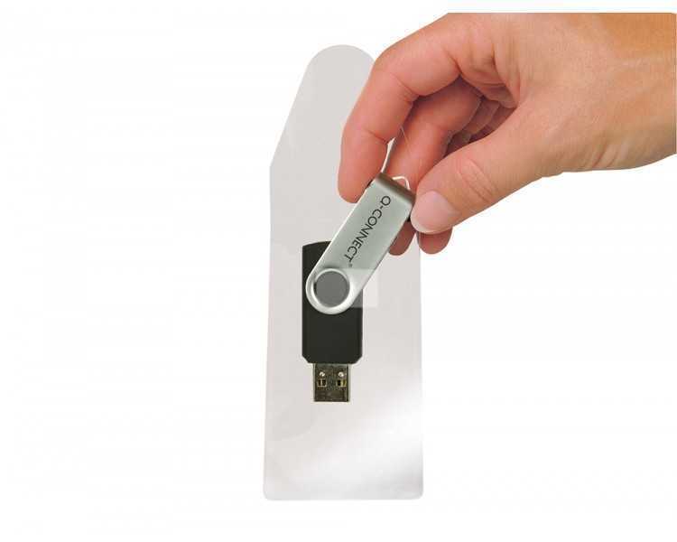 Funda autoadhesiva q-connect para memorias usb capacidad para 10 unidades 52,5x 90 mm
