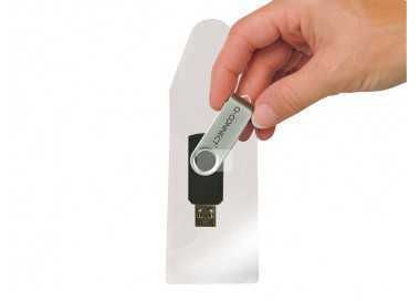 Funda autoadhesiva q-connect para memorias usb capacidad para 10 unidades 52,5x 90 mm