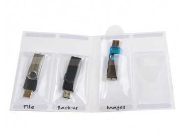 Funda autoadhesiva q-connect para memorias usb capacidad para 10 unidades 52,5x 90 mm