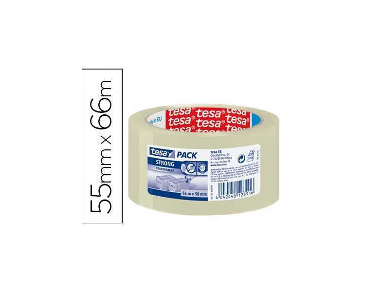 Cinta adhesiva tesa transparente strong 66 mt x 50 mm para embalaje bajo ruido