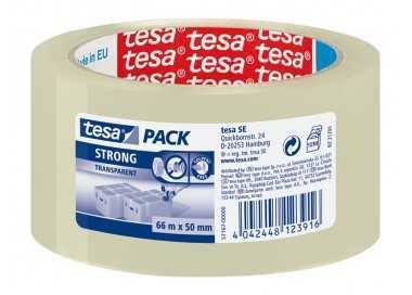 Cinta adhesiva tesa transparente strong 66 mt x 50 mm para embalaje bajo ruido
