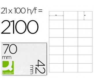 Etiqueta adhesiva q-connect kf10648 tamaño 70x42 mm fotocopiadora laser ink-jet caja con 100 hojas din a4