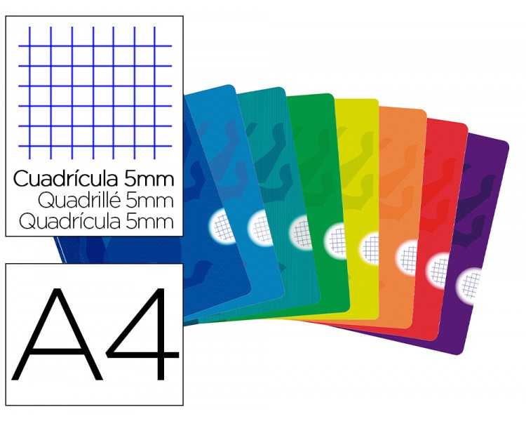 Libreta escolar oxford openflex tapa flexible optik paper 48 hojas din a4 cuadro 5 mm colores surtidos
