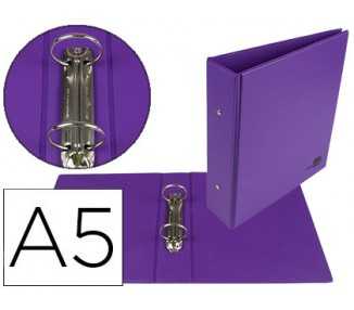 Carpeta de 2 anillas 40 mm redondas liderpapel a5 carton forrado pvc violeta