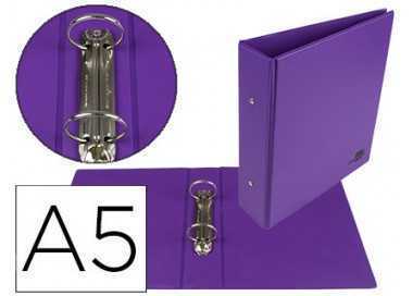 Carpeta de 2 anillas 40 mm redondas liderpapel a5 carton forrado pvc violeta
