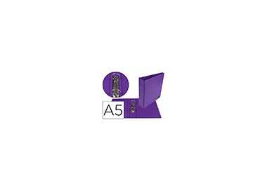 Carpeta de 2 anillas 40 mm redondas liderpapel a5 carton forrado pvc violeta