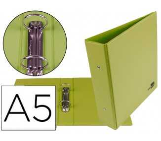 Carpeta de 2 anillas 40 mm redondas liderpapel a5 carton forrado pvc verde pistacho