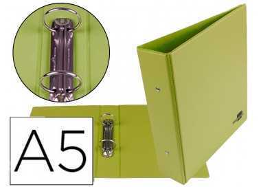 Carpeta de 2 anillas 40 mm redondas liderpapel a5 carton forrado pvc verde pistacho