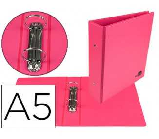 Carpeta de 2 anillas 40 mm redondas liderpapel a5 carton forrado pvc fucsia