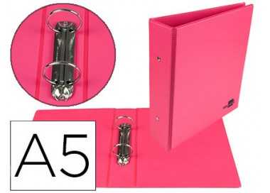 Carpeta de 2 anillas 40 mm redondas liderpapel a5 carton forrado pvc fucsia