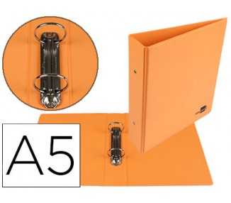 Carpeta de 2 anillas 40 mm redondas liderpapel a5 carton forrado pvc naranja