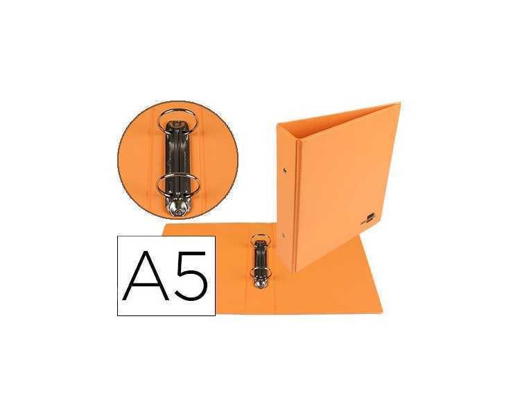 Carpeta de 2 anillas 40 mm redondas liderpapel a5 carton forrado pvc naranja