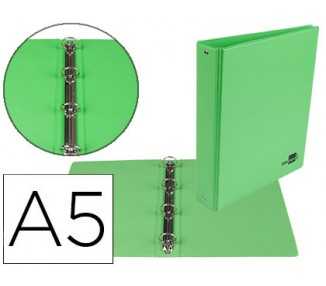 Carpeta de 4 anillas 25 mm redondas liderpapel a5 carton forrado pvc verde