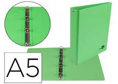 Carpeta de 4 anillas 25 mm redondas liderpapel a5 carton forrado pvc verde