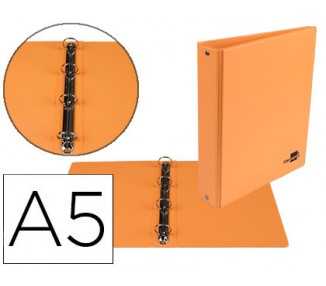 Carpeta de 4 anillas 25 mm redondas liderpapel a5 carton forrado pvc naranja