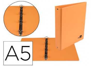 Carpeta de 4 anillas 25 mm redondas liderpapel a5 carton forrado pvc naranja