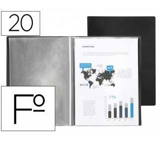 Carpeta liderpapel escaparate 20 fundas pvc folio negro
