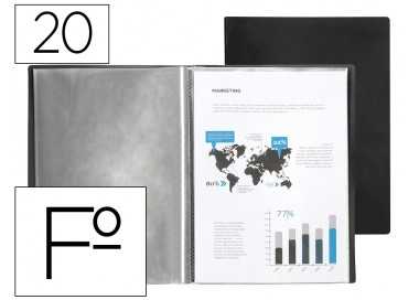 Carpeta liderpapel escaparate 20 fundas pvc folio negro