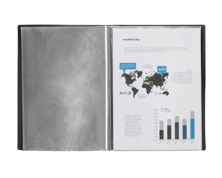 Carpeta liderpapel escaparate 20 fundas pvc folio negro