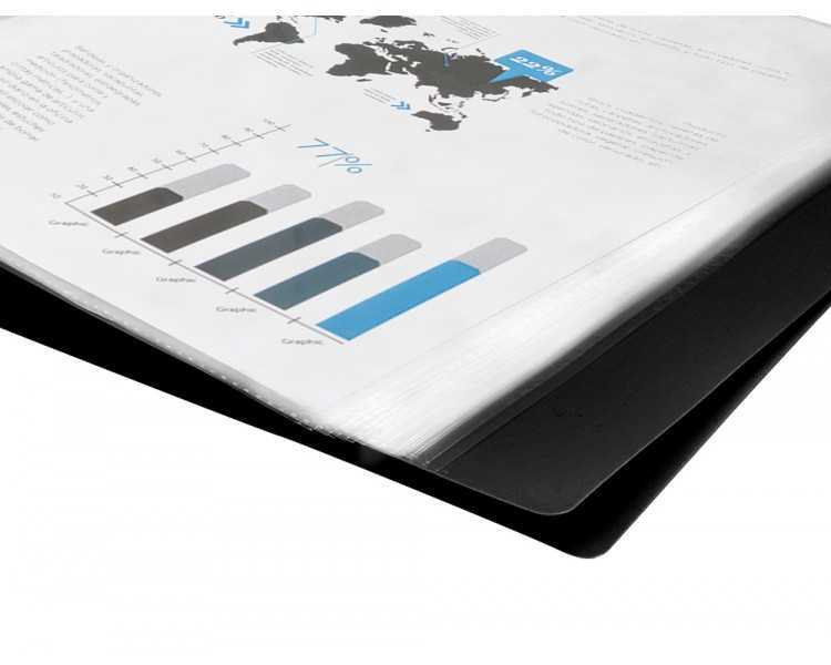 Carpeta liderpapel escaparate 20 fundas pvc folio negro
