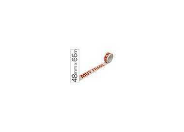 Cinta adhesiva polipropileno blanca impresion muy fragil para embalaje 66 mt x 48 mm